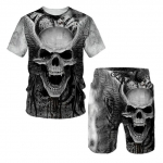 Punk Skull 3D Prinditud &uuml;lisuur T-s&auml;rk/l&uuml;hikesed p&uuml;ksid/komplektid Meeste Spordir&otilde;ivad Spordidress Gooti graafiline Teetopsid Suvine meeste r&otilde;ivaste &uuml;likond XS