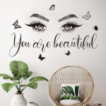 Inspireeriv tsitaat Tema Vibe Is Pretty Seinakleebis Vin&uuml;&uuml;l Beauty Eyes Seinakleebis Motiveeriv Kunst Kirjad Kuninganna kleebis