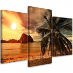 Kolmeosalise pildiga l&otilde;uenditr&uuml;kk Sunset Sea Palms 60x40 pruun