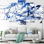 5 t&uuml;kki seinakunst, l&otilde;uend, sinine v&auml;rv, pritsmed, abstraktne plakat, kaasaegne elutoa kaunistamine kodu modulaarne raamistik 20X35 20X45 20X55cm