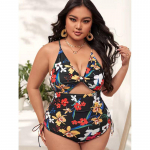 Seksikas ujumistrikoo &uuml;hes t&uuml;kis k&otilde;rge l&otilde;ikega ujumisriided Naiste Push Up Bodid Suvine supelkost&uuml;&uuml;m Naiste Monokini Tankini Plus Size 3XL must