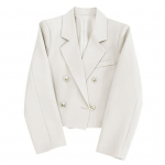 Kevadised naiste rinnaga kontoris k&auml;rbitud bleiser-rev&auml;&auml;riga &uuml;hev&auml;rviline pikkade varrukatega kahekordse jakiga &uuml;likond L