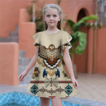 T&uuml;drukute Tumesinise Kotkastr&uuml;kiga kleidid Lastele T&uuml;drukute Peokleit Liibuv Liibuv L&uuml;hikeste Varrukatega Seelik &Uuml;le 4-aastastele T&uuml;drukutele 80 pruun