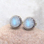 Massiivne 925 Sterlingh&otilde;be Vikerkaare Kuukivi K&auml;sitsi valmistatud &Uuml;mmargune Naastk&otilde;rvaklamber Naistele valge