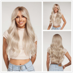 EASIHAIR pikad sirged parukad tukkidega Platinum Blonde Ombre s&uuml;nteetilised parukad naistele igap&auml;evaseks kasutamiseks m&otilde;eldud juukseparukad kuumakindlast kiust