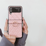 Luksuslik rombist nahast s&auml;rav r&otilde;ngas&uuml;mbris Samsung Galaxy Z Flip 3 4 5G Z Flip3 Zflip5 Flip4 Zflip5 kate koos hoidikuga for Z Flip 3