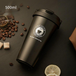 500 ml roostevabast terasest 304 kohvitermoskruus k&auml;epidemega lekkekindel auto vaakumkolb reisi isoleeritud pudelitrumli 500ml must