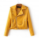 Talvejoped PU jope kapuutsiga soe kunstnahast mantel &Otilde;hukesed l&uuml;hikesed mantlid naistele XXXL kollane