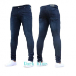 Meeste Slim-Fit Stretch Denim p&uuml;ksid Mustad kitsad Tappered p&uuml;ksid S tumesinine v&auml;rv