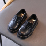 Laste nahkjalatsid poistele T&uuml;drukud Lapsed Slip-on koolikorterid Vabaaja tossud pulmadeks pidulikuks peoks 21 (inner 13.2cm) must