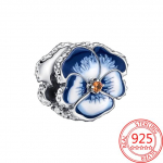 Ehtne 925 plaadiga roosa Pansy lillemailiga amulett Murano sobib moek&auml;ev&otilde;ru S925 h&otilde;bedane v&otilde;lu, DIY t&uuml;druku ehte kingitus