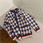 2023. aasta s&uuml;gis- ja talvemood Uus mantel, kootud &uuml;mmarguse kaelusega naiste topp, mis sobib Houndstooth'i kampsun, &uuml;herealine kardigan One Size tumesinine v&auml;rv