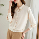 Moodne siidist pluus Naiste pikkade varrukatega n&ouml;&ouml;biga &uuml;lespoole suunatud naiste s&auml;rgid, kaelarihmaga, elegantsed naiste topid &scaron;ikid riided 29468 S aprikoosi