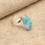 Larimar V&auml;&auml;riskivi K&auml;sitsi valmistatud 925 Sterling H&otilde;be S&otilde;rmus Ehted M&auml;lestusp&auml;evaks 4 sinine