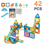 132 tk Magnetplaadid Marble Run ehituskomplekt, Marble Run Race Magnet Plokid m&auml;nguasjad, Laste STEM &otilde;ppe- ja harivad aju arendamise m&auml;nguasjad vanuses 6+ 29x23x7.5cm,42Pcs mitmev&auml;rviline