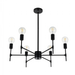 Neoglint 6-valguse moodsa metallist l&uuml;htriga pool-tasapinnalised laevalgustid rippvalgustid must