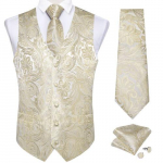 Klassikaline vestilips Paisley siidist kootud retro vest kikilips Hanky ​​mansetin&ouml;&ouml;pide komplekt L