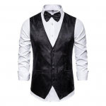 Meeste &uuml;likonnavest pidulik vintage printimine &uuml;herealine V-kaelusega n&ouml;&ouml;bid Varrukateta Slim Fit kardigan Groom Wedding Emcee Performance vest koos kikilipsuga S tumesinine v&auml;rv