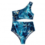 Atraktiivne Body Ujumisriided, hea elastsusega polsterdatud sinise tr&uuml;kiga &uuml;he &otilde;la v&ouml;&ouml;koha &otilde;&otilde;nsad monokinid ranna jaoks M sinine