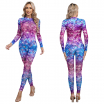 Naiste merineitsi kost&uuml;&uuml;m, kala kaalud, prinditud karnevali pidulik kost&uuml;&uuml;m Halloweeni kost&uuml;&uuml;m L sinine/lilla