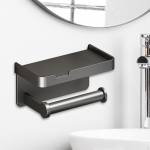 Alumiiniumist tualettpaberihoidja, vannitoa r&auml;tikuhoidja, telefoni seinakinnitus must