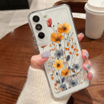 &Otilde;limaal lill vahtralehe mustriga silikoonist &uuml;mbris Samsung Galaxy S24 S23 Ultra S21FE A35 A55 A54 A52 p&otilde;rutuskindla korpuse l&auml;bipaistev kaitseraua kate Samsung S21