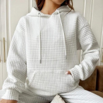 GMXIA naiste moe vabaaja &uuml;hev&auml;rviline s&uuml;gistalv pikkade varrukatega O-kaelusega kapuuts S valge