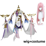 Anime M&auml;ng Impact 3 Elysia Cosplay Kost&uuml;&uuml;m Herrscher Of Human Ego Parukas Kombinesoonid Saapad Naine Seksikas Halloweeni Kost&uuml;&uuml;m L-(Costume+Wig)