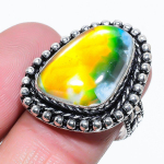 Natural Dicorich Glass Gemstone 925 Sterling Silver Gift Ring Size 7.5 n3w14