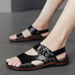 Meeste sandaalid mustad nahast Gladiator Sandaalid Suvised Rooma sandaalid Meestele Suures suuruses rannajalatsid EU:45 must