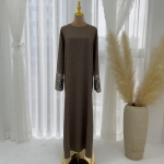 Lilleline tikitud moslemi abaya naistele Eid kleit Maroko Ramadan paeltega abayad kaftan Islam Vestidos Dubai Araabia pikk hommikumantel S kohv