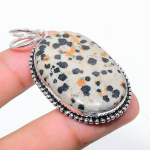 Natural Dalmation Jasper Gemstone 925 Sterling Silver Gift Pendant 2.36 g6c37