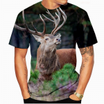 Deer Animal Series Men Top Summer Short Sleeve T-shirt 3D Printed Tee Shirts Men's Tees Casual Outfit S