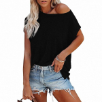 &Uuml;hev&auml;rvilised l&uuml;hikeste varrukatega T-s&auml;rgid Naiste Avatud &Otilde;laga O-kaelusega T-s&auml;rgid Naistele Pullover Tees Top Femme T-s&auml;rgid Pluss Suurus XXXL must