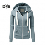 S&uuml;gistalvine naiste jope Pingutusn&ouml;&ouml;riga kapuutsiga t&otilde;mblukuga pikad varrukad, puhast v&auml;rvi Slim Fit elastne mansett Kardigan taskud Sport Fitness mantel M sinine