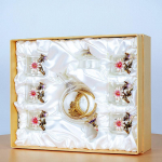 Lihtne kaasaegne paksendatud kuumakindlast klaasist v&auml;ike teekruus, filter Brewing teekannu teekomplekt, mis sisaldab 1 potti ja 6 tassi lilledega teekannu one set