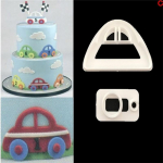 Cartoon Car Fondant k&uuml;psiste l&otilde;ikur Kaunistus Sugarcraft kummipasta T&ouml;&ouml;riistad Tassikoogid K&ouml;&ouml;gis K&uuml;psised Acc 2pcs car