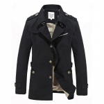 Kevadine ja s&uuml;gisene meeste puhtast puuvillast keskmise pikkusega plusssuuruses vabaaja mantel Parka M must