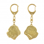 Central Asia Shepherd Dog, Central Asian Shepherd Dog - Gilded key ring with dog in gift box, handbag decoration, luxury accessory by Art-Dog brand