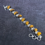 Tiger Eye Gemstone Handmade 925 Sterling Silver Bracelet 7-8 b4c28