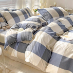 Ruuduline &Uuml;hev&auml;rviline Lihtne V&auml;rv Kahekordselt Pestud Puuvill Puuvill Neljaosaline Komplekt 1.5m bed