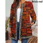 Naiste mood vintage etnilise stiiliga lilleprintimine suures suuruses lint, v&ouml;&ouml; jakid h&otilde;imumustriga kardiganiga &uuml;ler&otilde;ivad XXXXXL