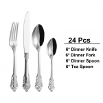 24/30-osaline kullast s&ouml;&ouml;giriistade komplekt roostevabast terasest l&auml;&auml;nelikud vanaaegsed s&ouml;&ouml;gin&otilde;ud Luksuslikud lauan&otilde;ud Graveerimine Kahvlid Noad Lusikad S&ouml;&ouml;gin&otilde;ud