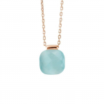 LOVA LOLA VAN DER KEEN - Collier - V&eacute;ritable Cristal Turquoise - Argent Massif 925 Milli&egrave;mes - Colori Or Rose - Bijou Femme
