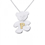 LEA &; ARTHUR - Laste ripatsi motiiv (KARUPOEG) H&otilde;bedane 925 tuhandeid roodiumiga kaetud ja; (Kiri P) Kollase kullaga kaetud