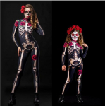 2021 Halloweeni koljupildiga vanema ja lapse kombinesoon S must