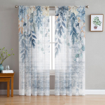 J&otilde;ulud J&otilde;ulupuu kellad k&uuml;la lumine t&uuml;ll l&auml;bipaistev aken Kardinad elutuppa Magamistoa sisekujundus Voile kardinad kardinad W50H130(CM)x2pcs&Rod Pocket