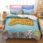 Multikas Animal Crossing M&auml;nguvoodipesu Komplekt Poistele T&uuml;drukutele Twin Queen Suurus Tekikott Padjap&uuml;&uuml;r Voodi Lapsed T&auml;iskasvanud Kodu Tekstiil EU Single 135x200cm