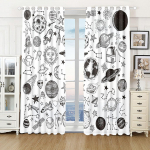 Kuu Tarot P&auml;ike Vaimne Lill Must Aken Kardinad Laste Magamistoas Elutoa Hooldused K&ouml;&ouml;gisisustus eesriided Rulood W50 X H130(CM)X2&Hook