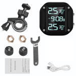 Mootorratta TPMS Mootori Rehvir&otilde;hu Rehvi Temperatuuri J&auml;lgimise Alarms&uuml;steem 2 V&auml;lise Anduriga Magnetiline USB Kiirlaadimine Without box gray